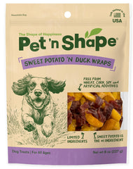 Pet 'n Shape patate douce jerky – emballage ouvert pour inspection facile.