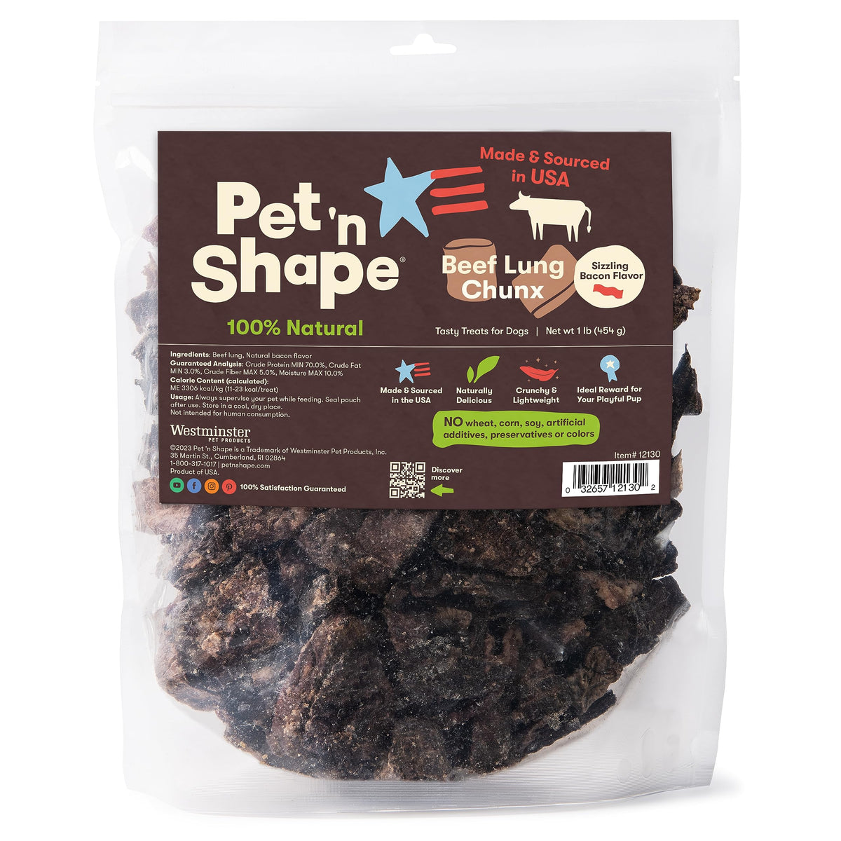 Friandises Chunx Pet 'n Shape au poumon de bœuf emballage pratique et prêt à l’utilisation