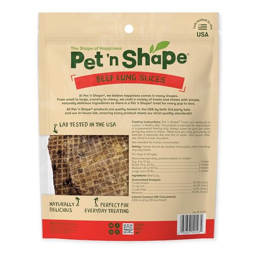 Friandise naturelle Pet 'n Shape au poumon de boeuf, sans additifs.