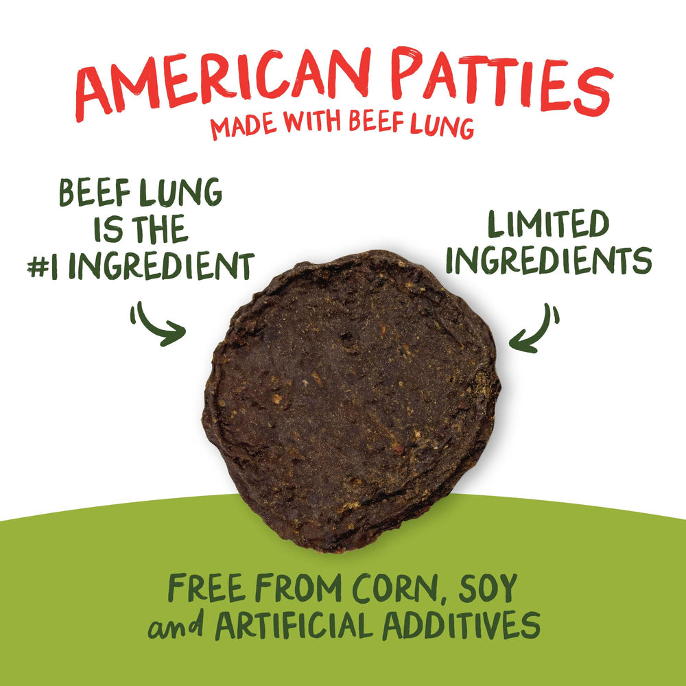Pet 'n Shape sans-grains poumons-boeuf, option hypoallergénique potentielle.