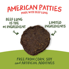 Pet 'n Shape sans-grains poumons-boeuf, option hypoallergénique potentielle.