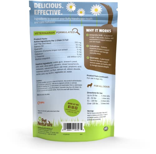 bouchées pour chien saveur canard Pet Naturals, aide allergie et calme
