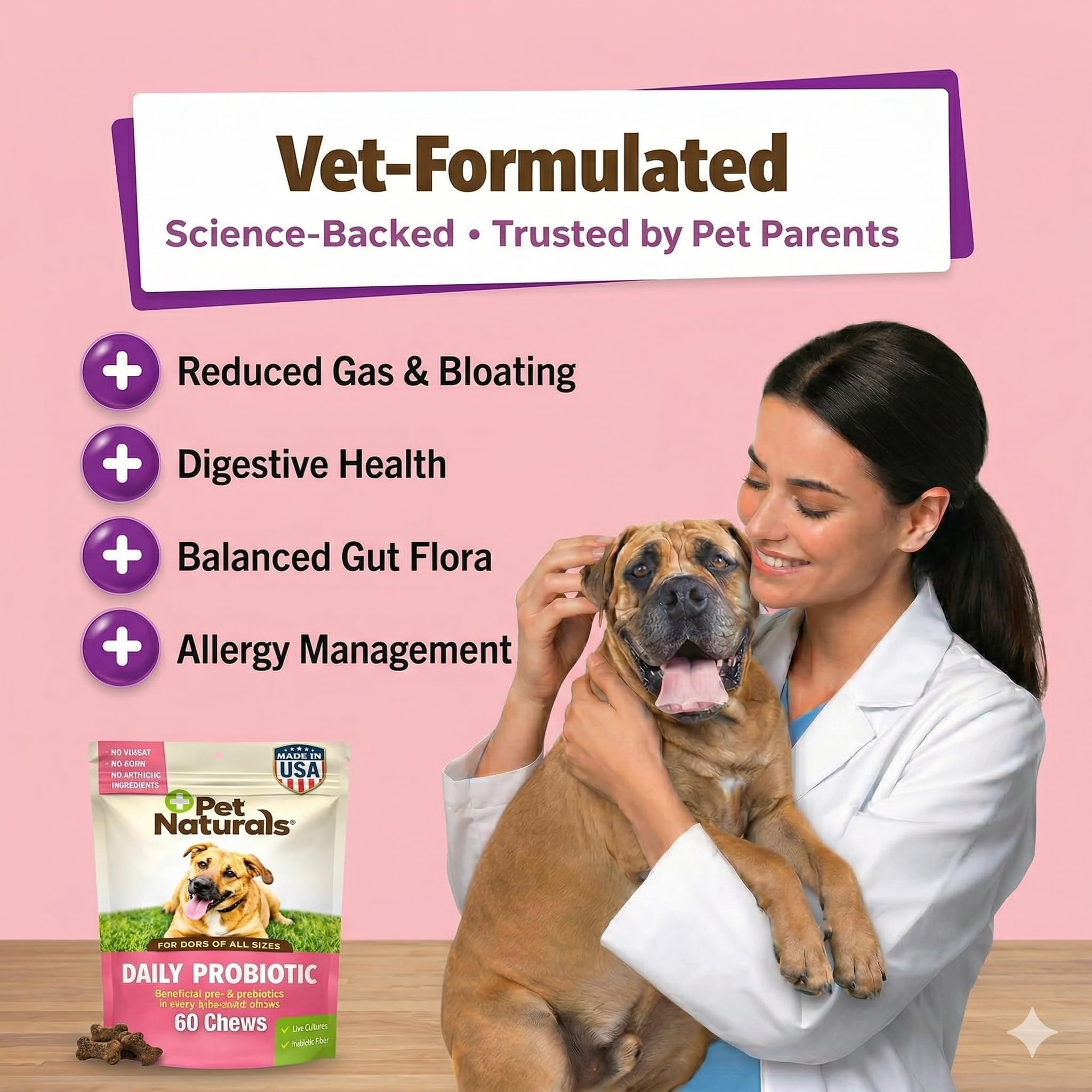 Pet Naturals - bouchées douces au canard, goût agréable pour chiens.