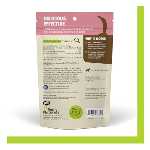 Pet Naturals - bouchées probiotiques chiens, digestion et réduction possible des gaz.