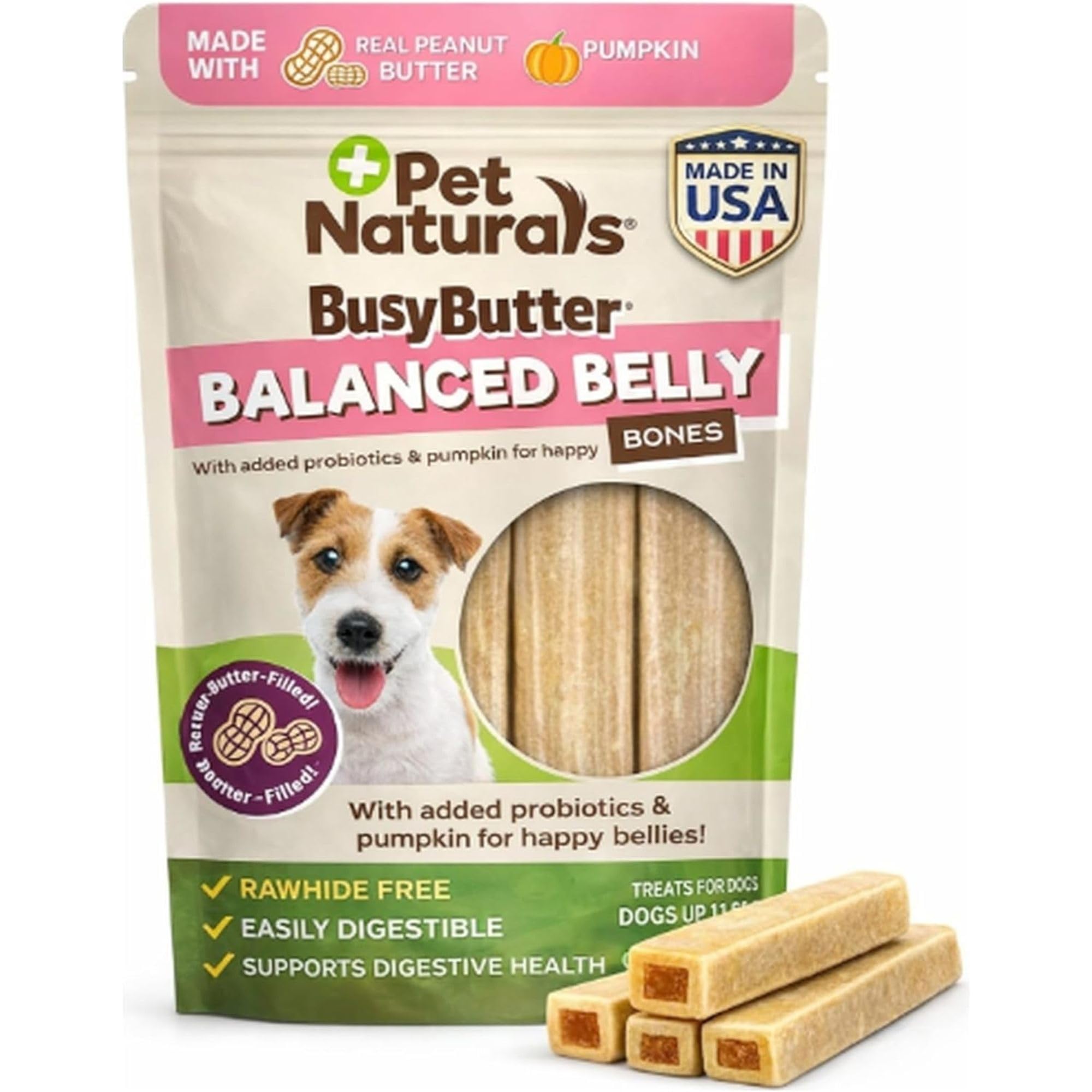 Pet Naturals BusyButter os au beurre de cacahuète pour petit chien, mastication longue