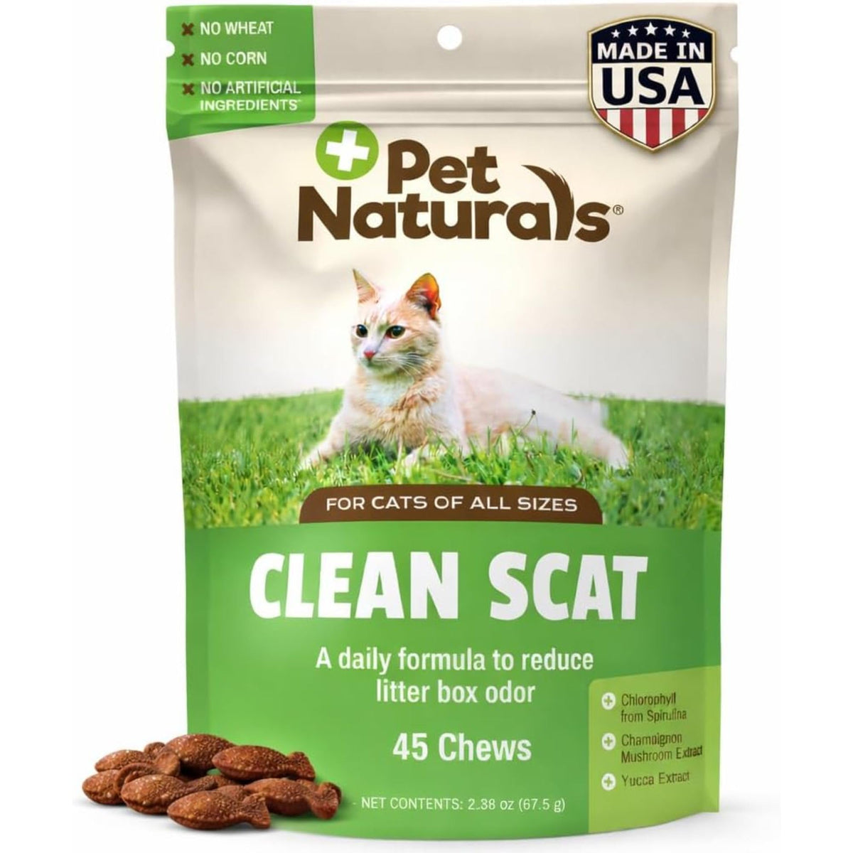 Pet Naturals Clean Scat: bouchées chat pour haleine fraîche et odeur atténuée.