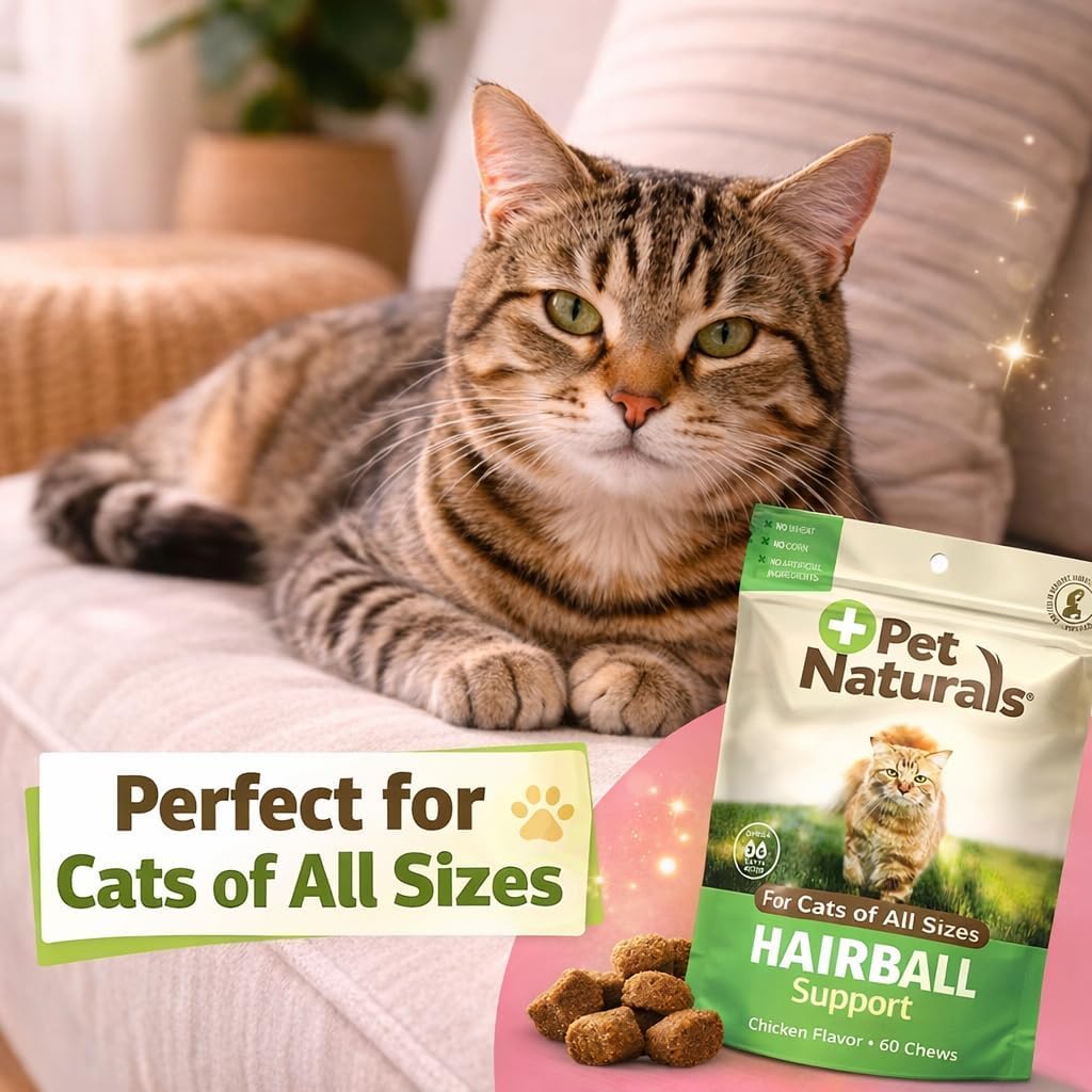 Pet Naturals Hairball Relief emballage pratique et facile à stocker.