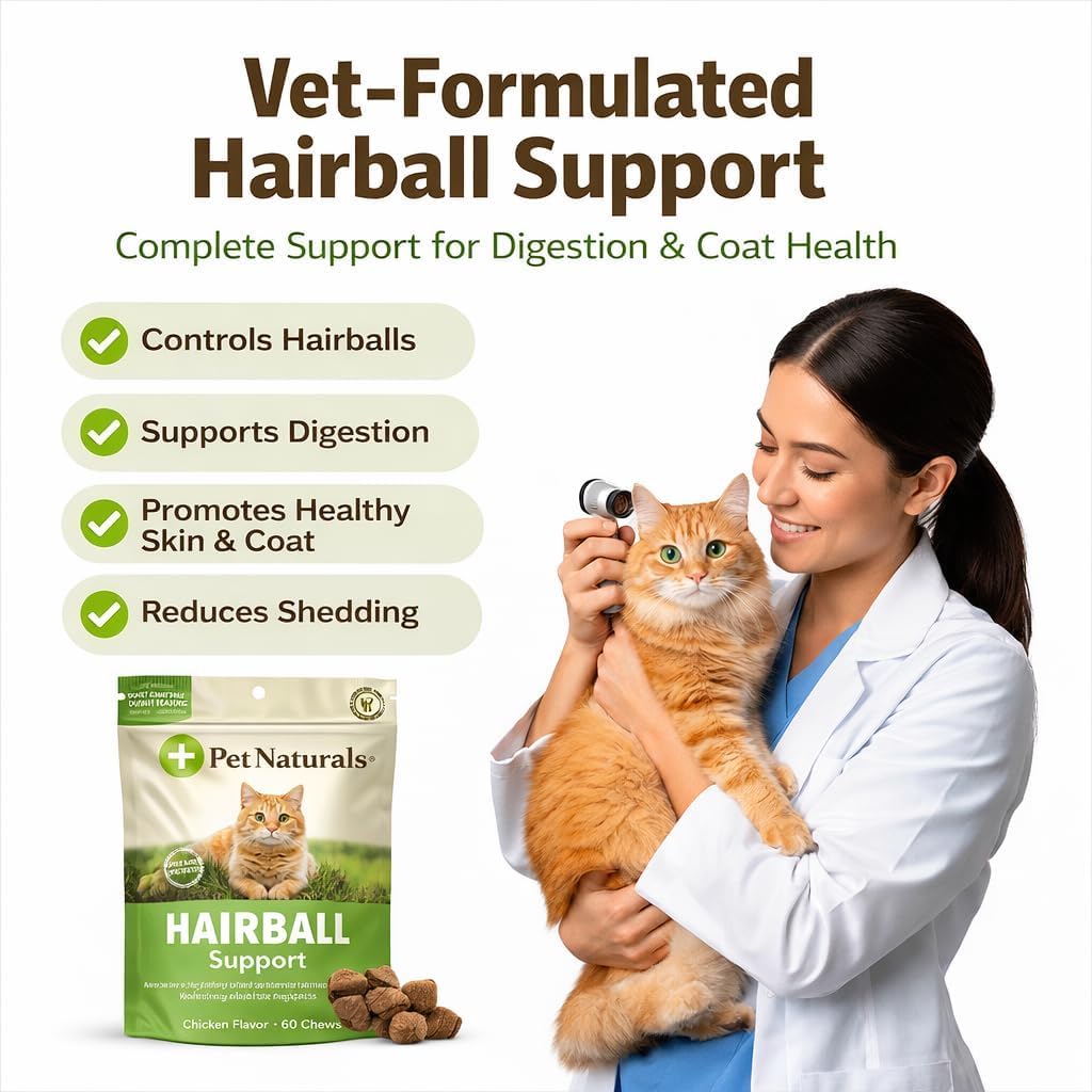 Hairball Soft Chews riches en Oméga et Biotine pour la peau et le poil.