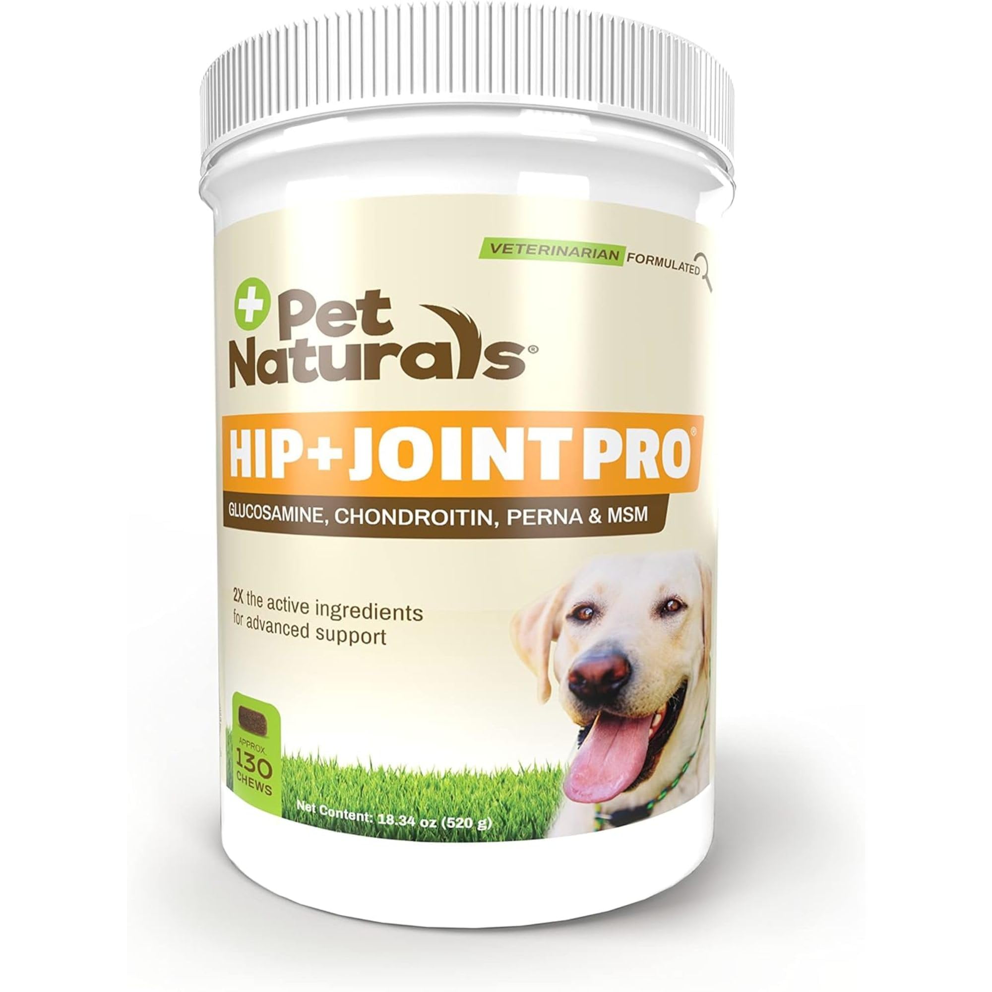 Pet Naturals Hip et Joint Pro – bouteille pratique pour chiens actifs.