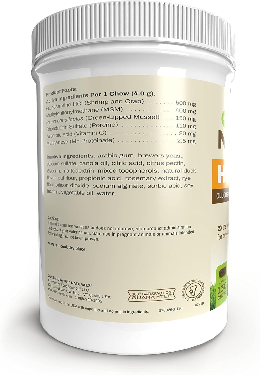 Pet Naturals Hip et Joint Pro – utilisation quotidienne pour grands chiens actifs.