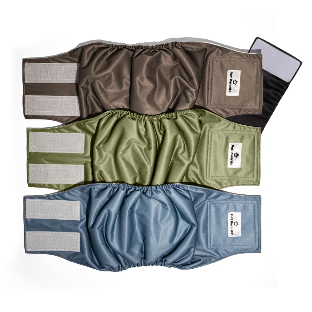Bandes ventrales Pet Parents pour chien mâle, ensemble trois-paquets, pratique et économique.