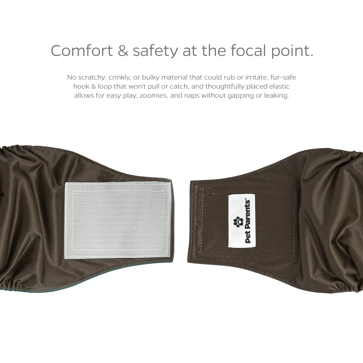 Fermetures velcro douces assurant un ajustement sans tirer sur le pelage.