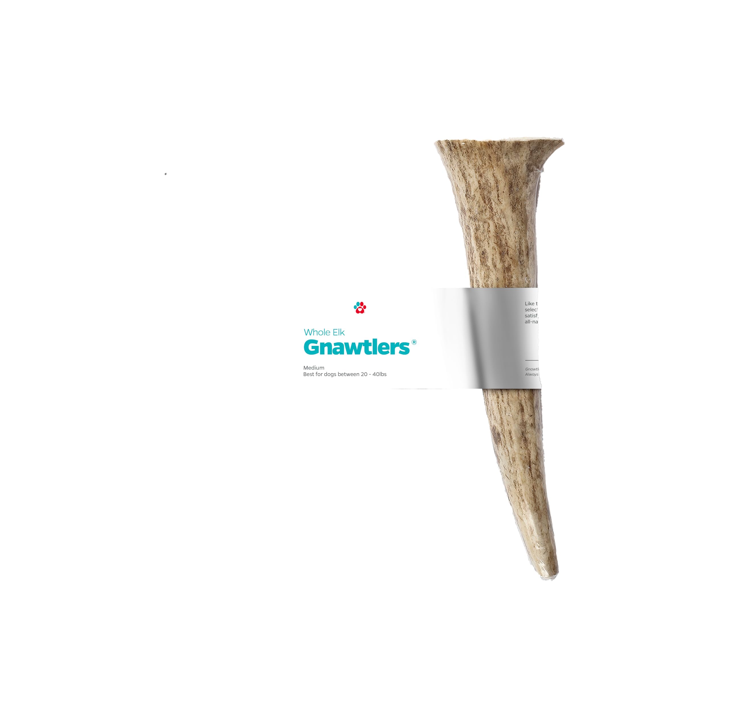 Pet Parents Gnawtlers os d’élan moyen emballé sous vide pour une fraîcheur durable.
