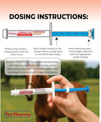 Pet Pharma seringue calibrée assure un dosage précis de la pâte ivermectine pomme.