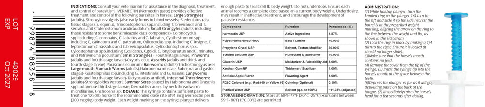 Pet Pharma usage chevaux tous ages pate ivermectine, adaptée.