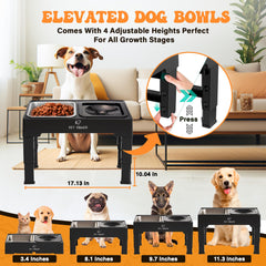 PET POWER support réglable à quatre hauteurs, adapté à la croissance du chien.