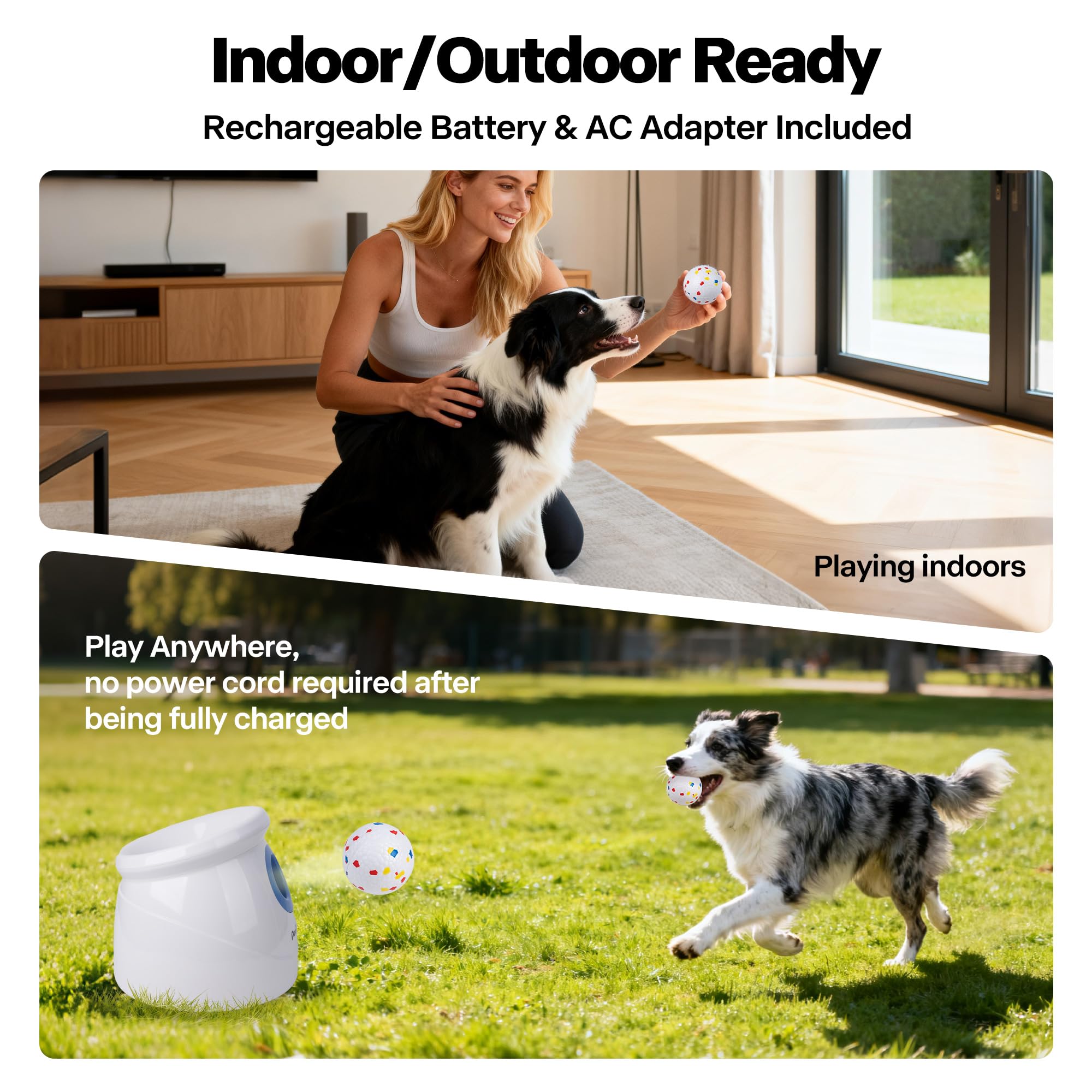 Pet Prime lanceur rechargeable sans piles, pour plus d'autonomie.