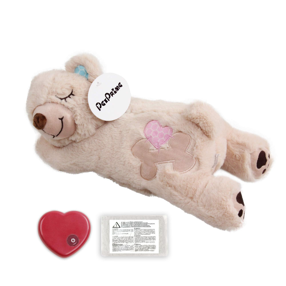 Peluche Pet Prime avec cœur battant pour apaiser les chiots et favoriser le calme.