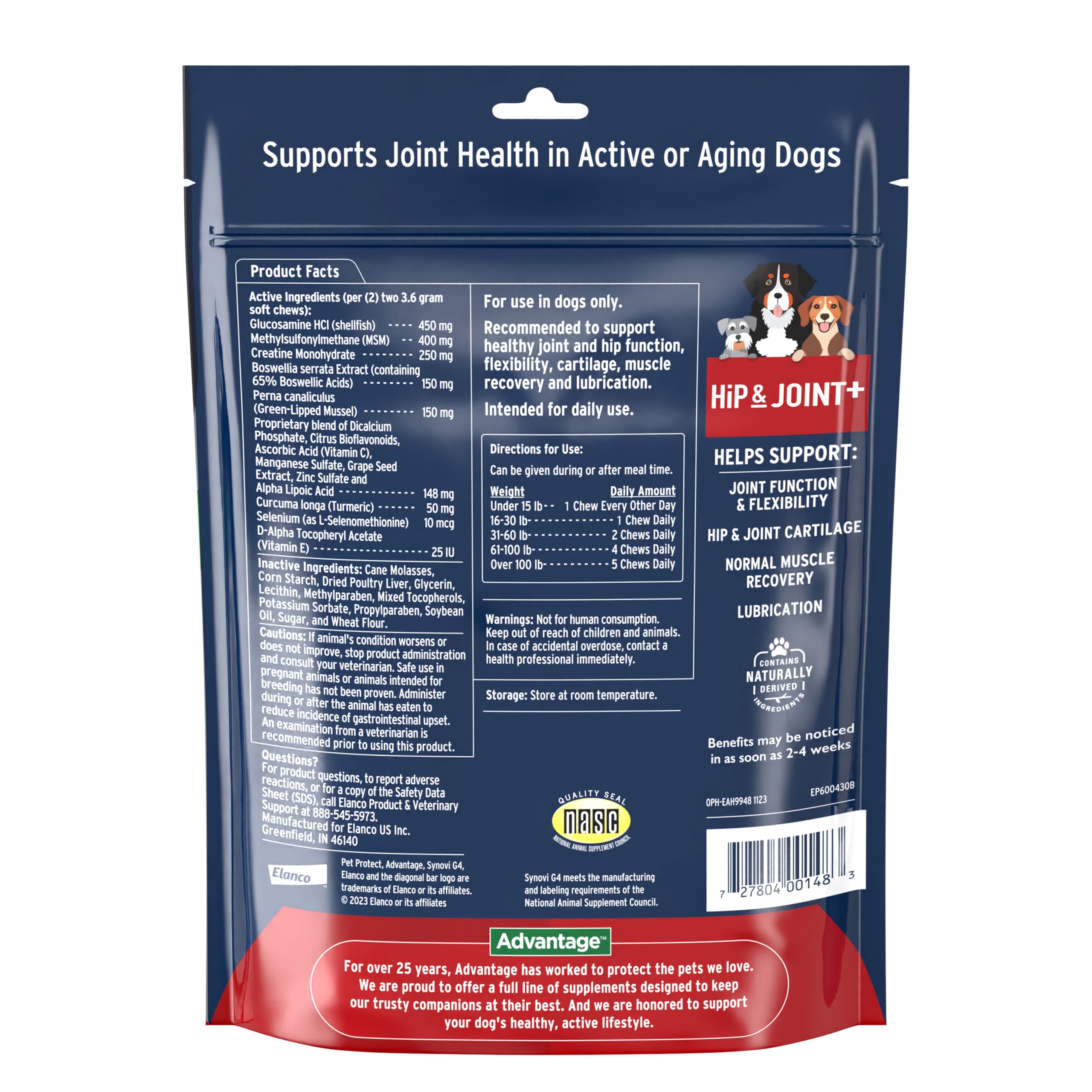 Ingrédients clés glucosamine pour la mobilité canine avec Pet Protect.