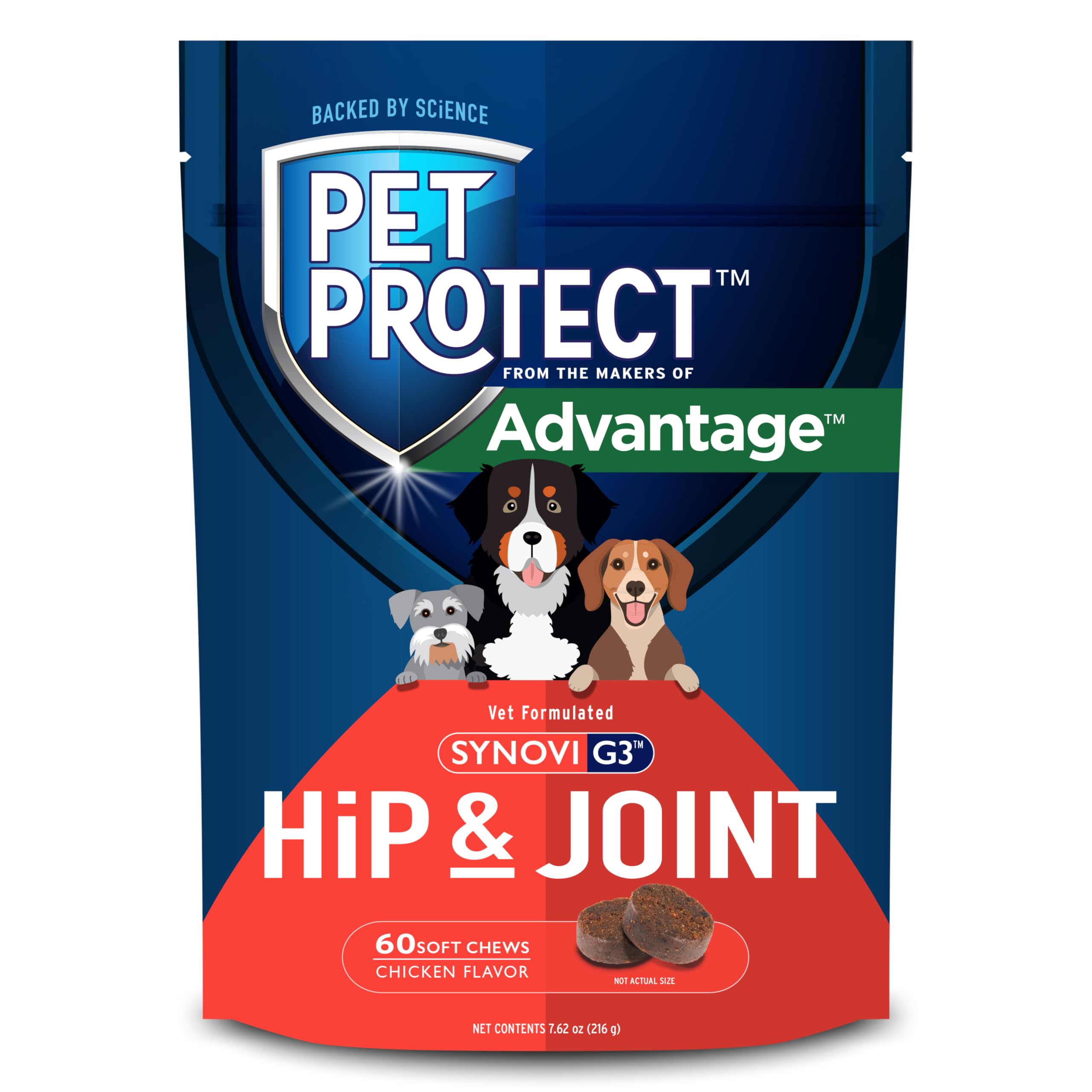 Pet Protect hanches-flexibilité: friandise poulet pour mobilité.