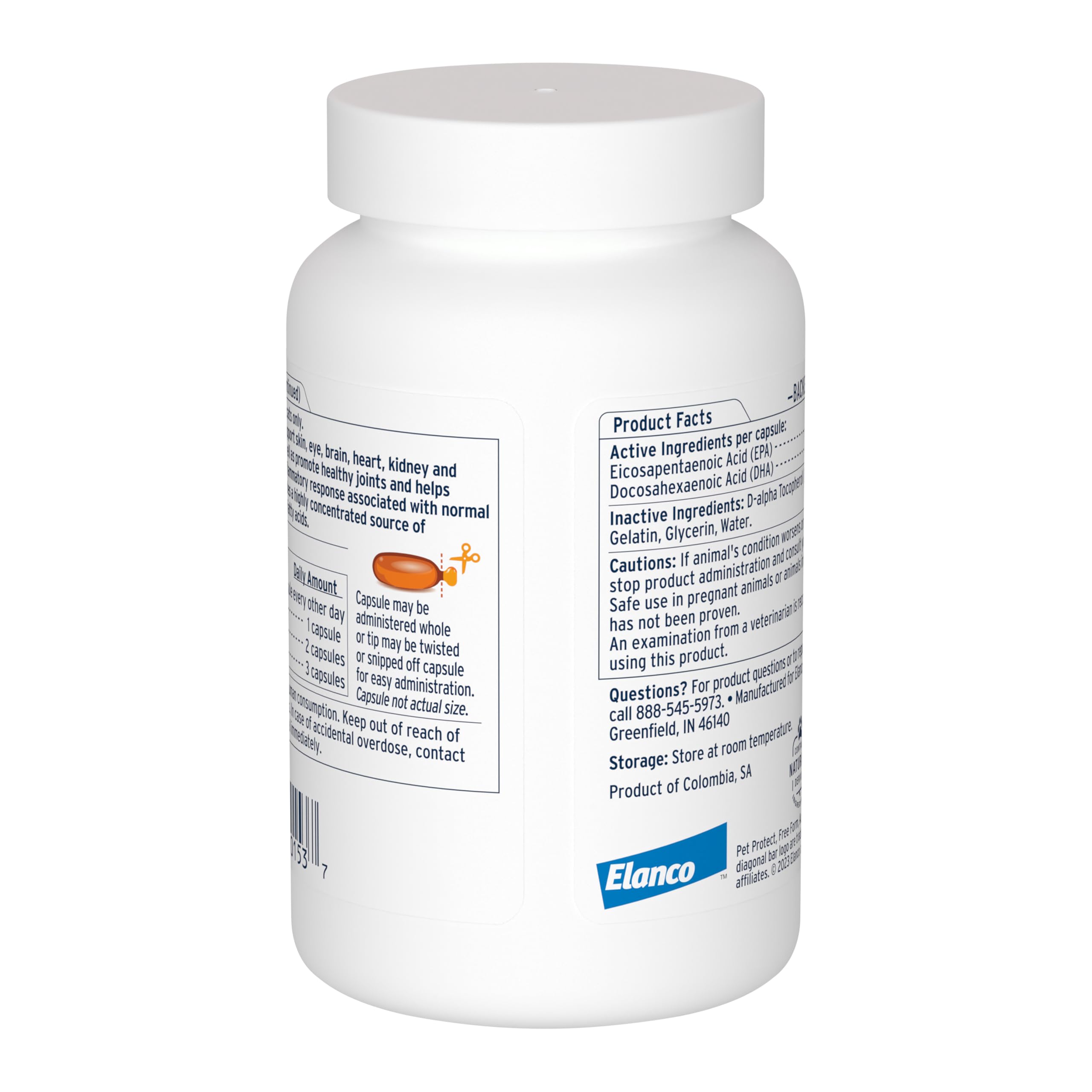 Bouteille Pet Protect Omega-3, 60 capules, soutien potentiel à l'inflammation