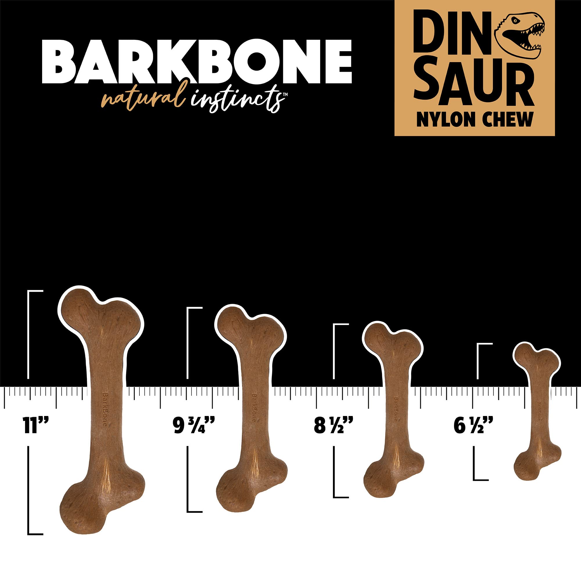 Pet Qwerks Dinosaur BarkBone fabriqué aux États-Unis, qualité artisanale.