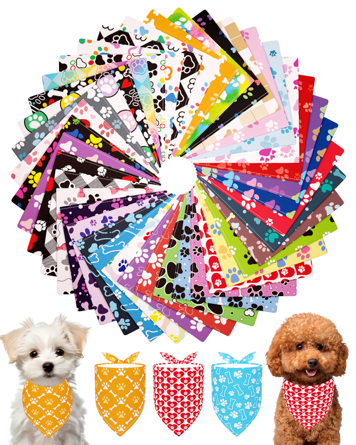 PET SHOW bandanas motif patte – parfait pour les photos et les balades.