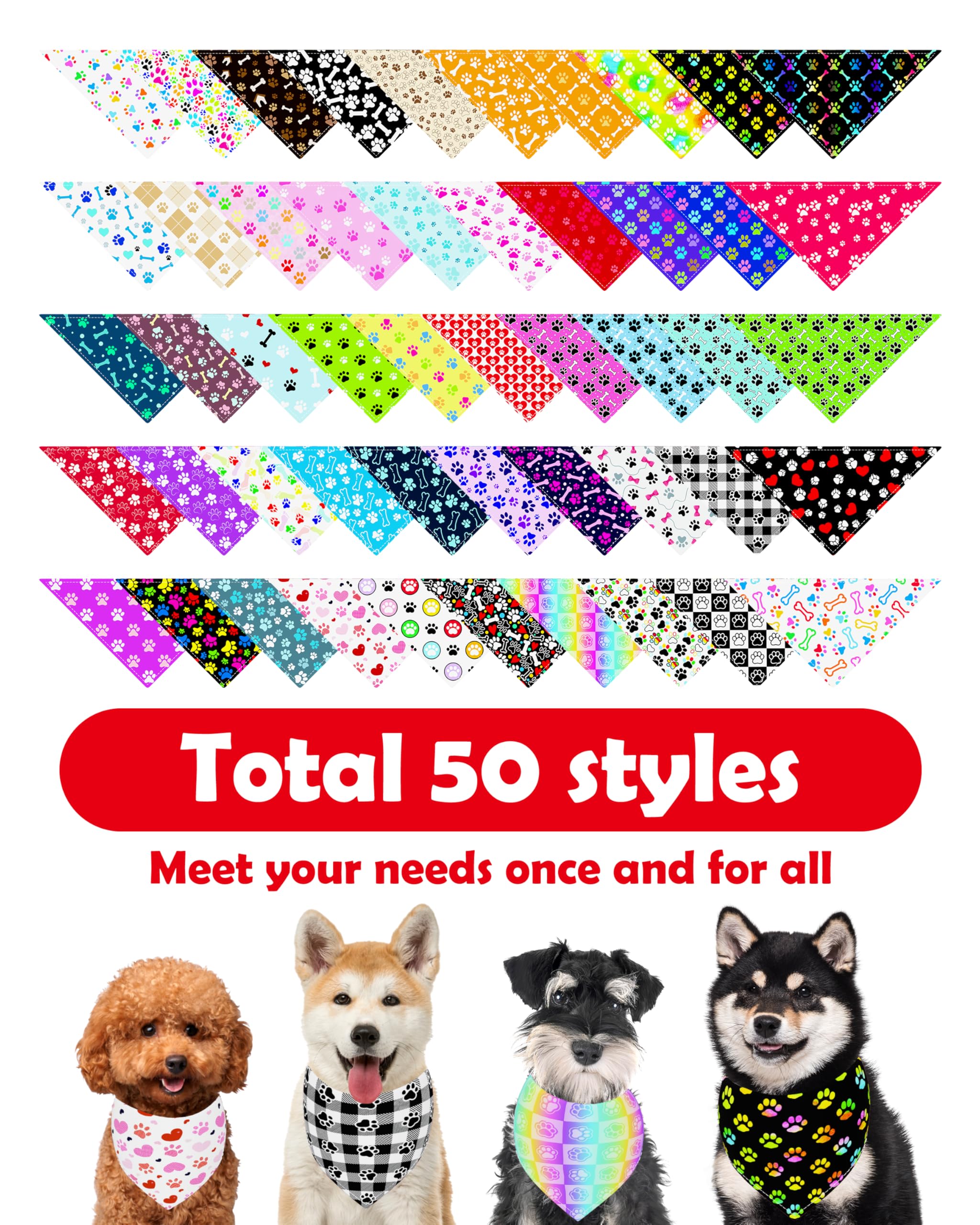 PET SHOW bandanas motif patte – résistant à la décoloration pour une longue utilisation.