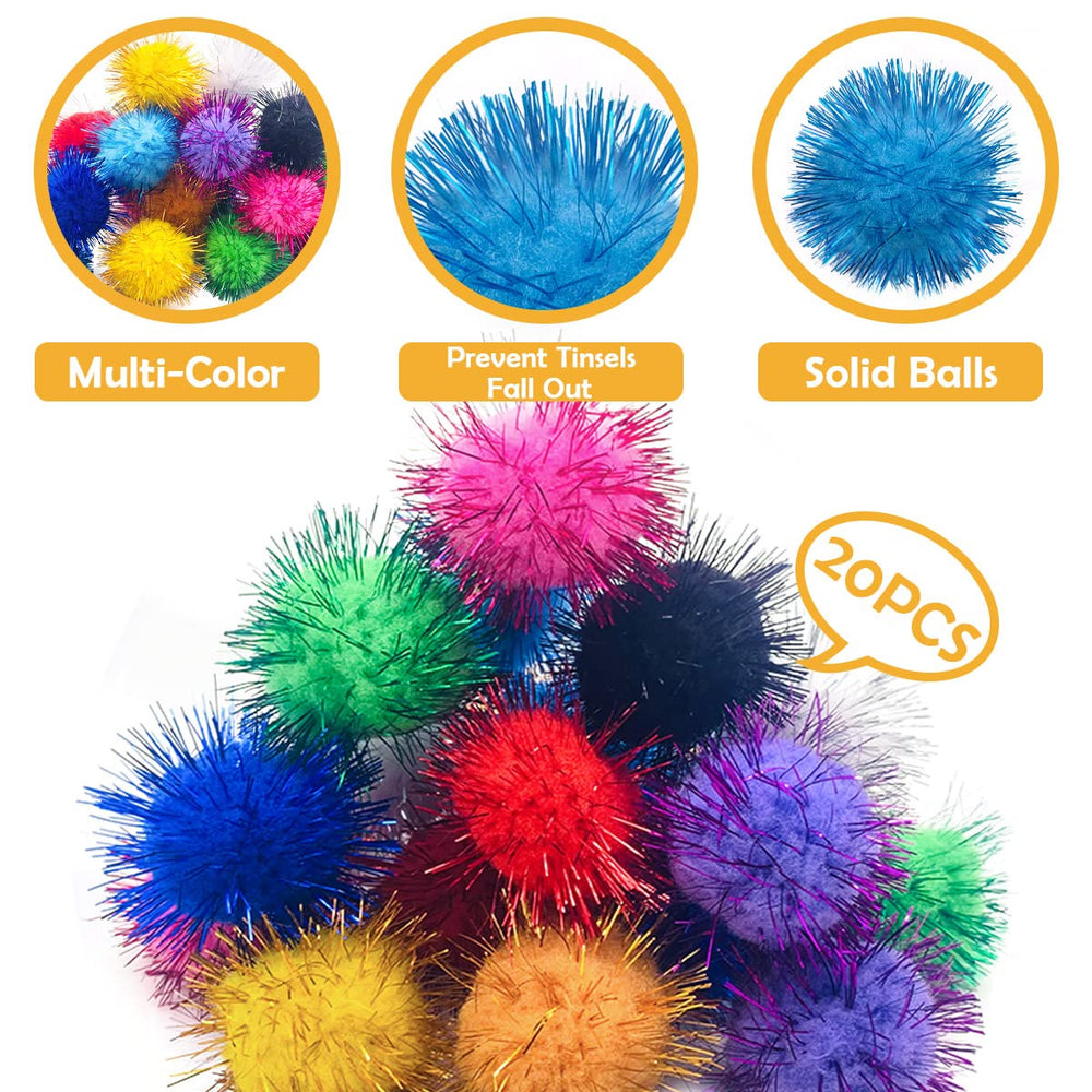 PET SHOW balle pom-pom scintillante, texture légère pour mordiller et jouer.
