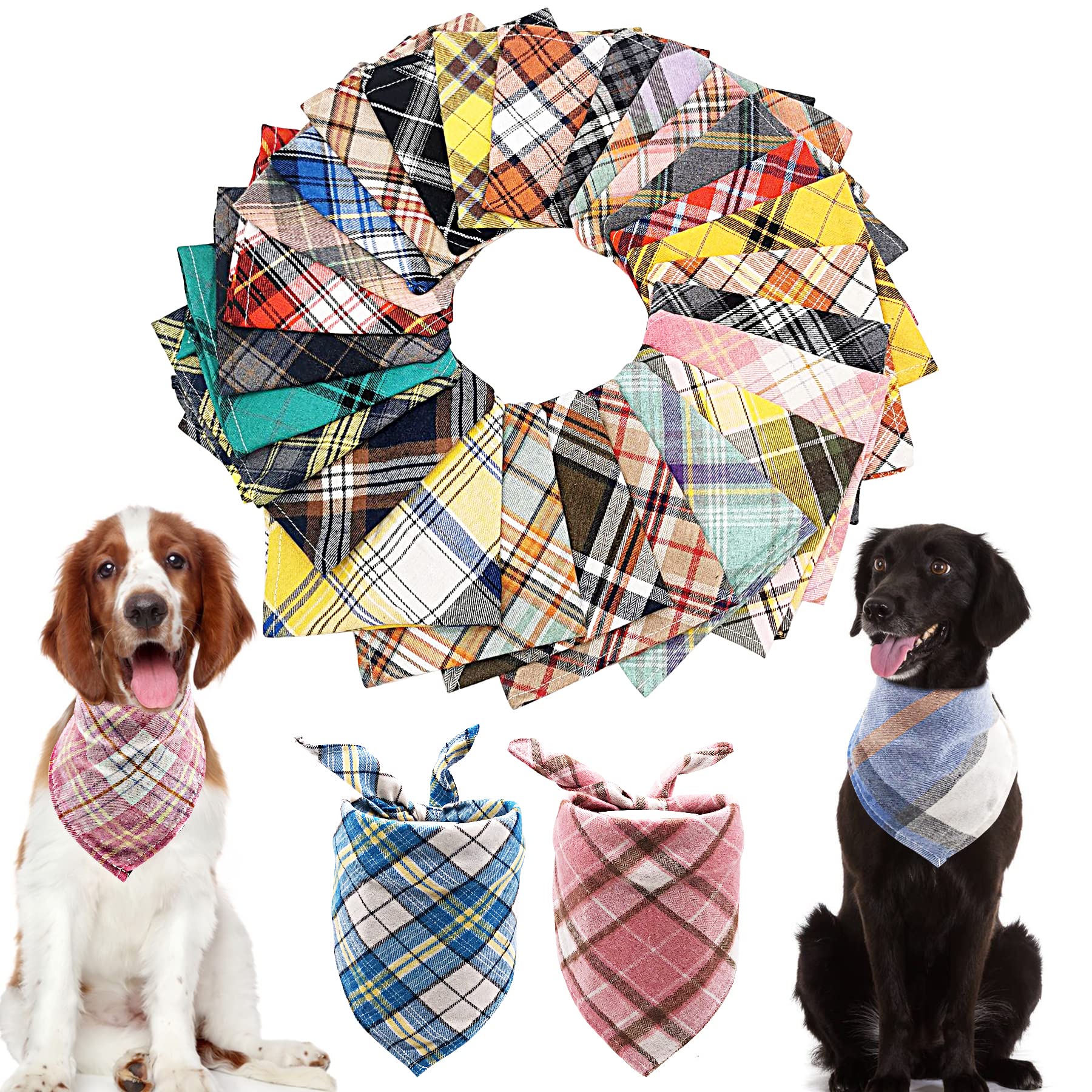 Bandana PET SHOW plaid carreaux, accessoire élégant pour vos photos d'animaux.