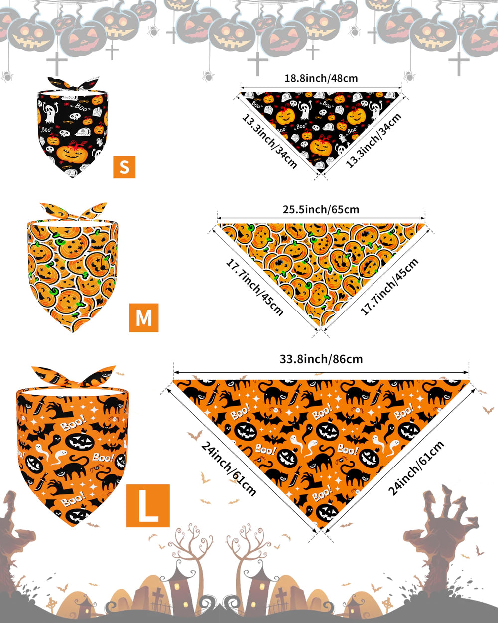 Bandana Halloween PET SHOW fantôme pour chien — idéal pour photos et costumes.