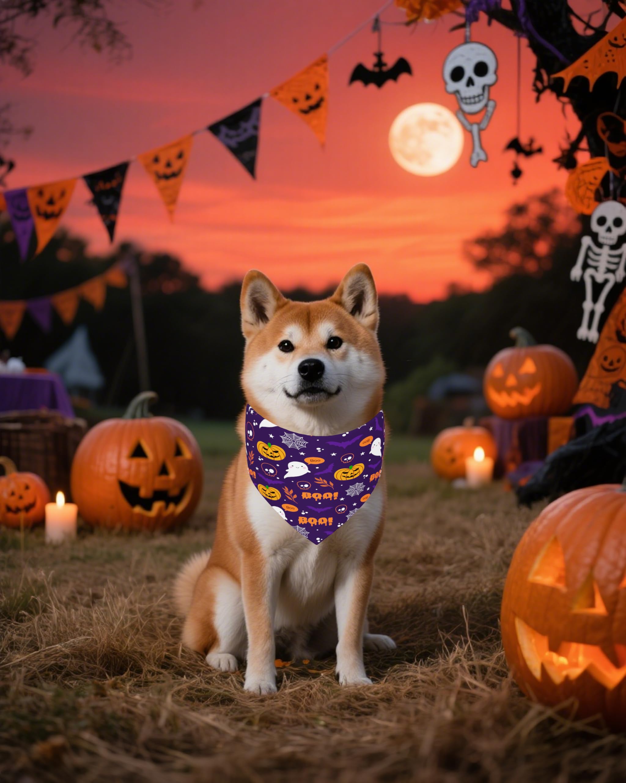 Bandana Halloween PET SHOW couleur jaune pour chien — look vif et festif.
