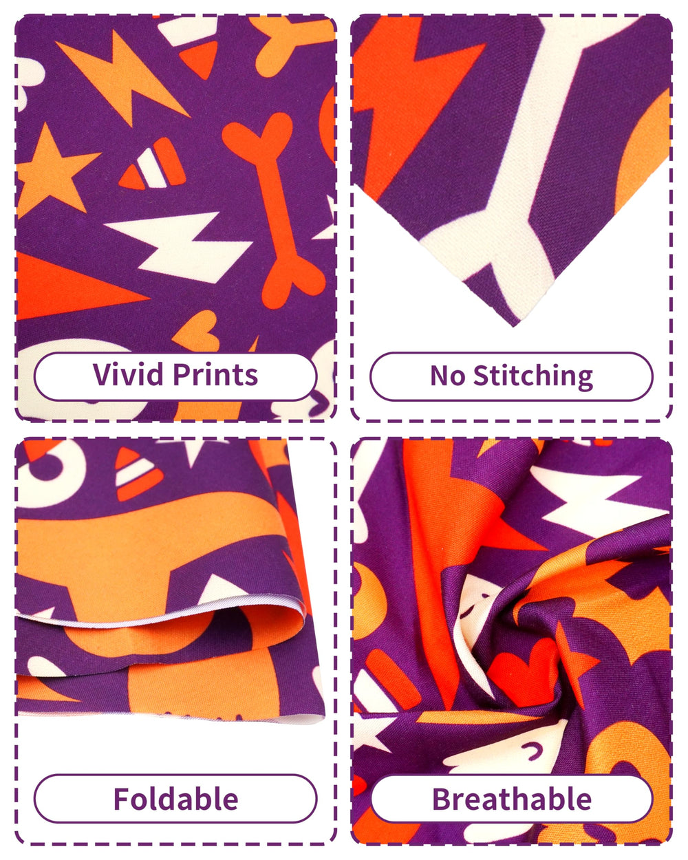Bandana Halloween PET SHOW motif os pour chien — accessoire sans couture.