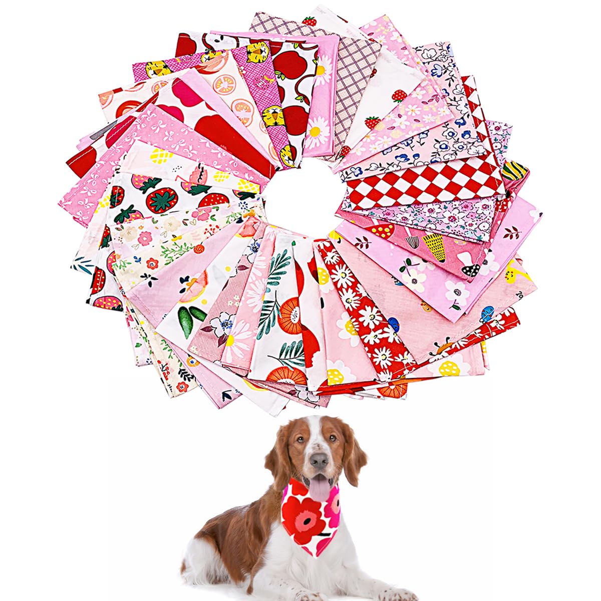 Bandana PET SHOW petit chien fleurs rose, idéal pour séances photo.
