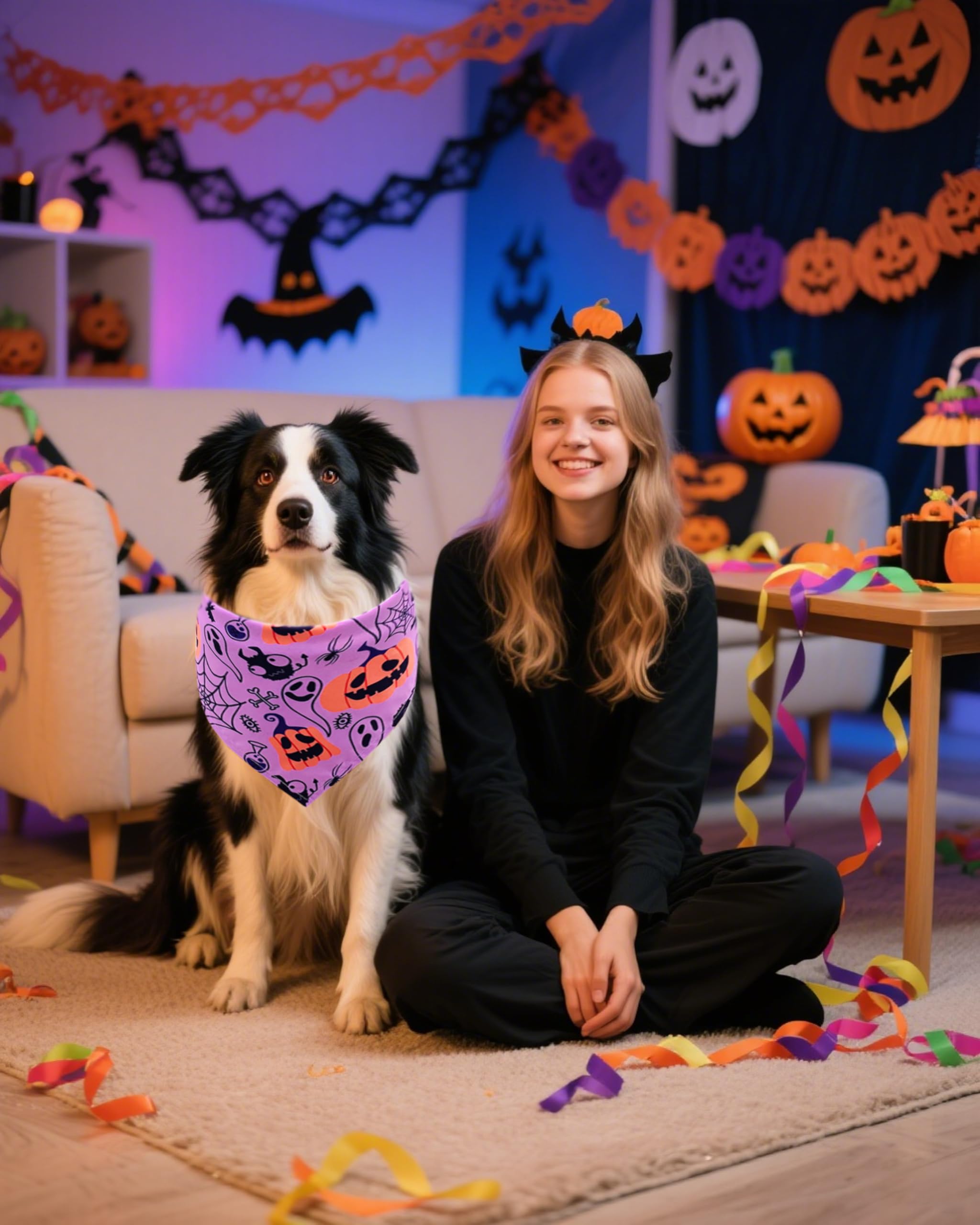 PET SHOW bandana toile araignée: charme festif pour les événements et le grooming.
