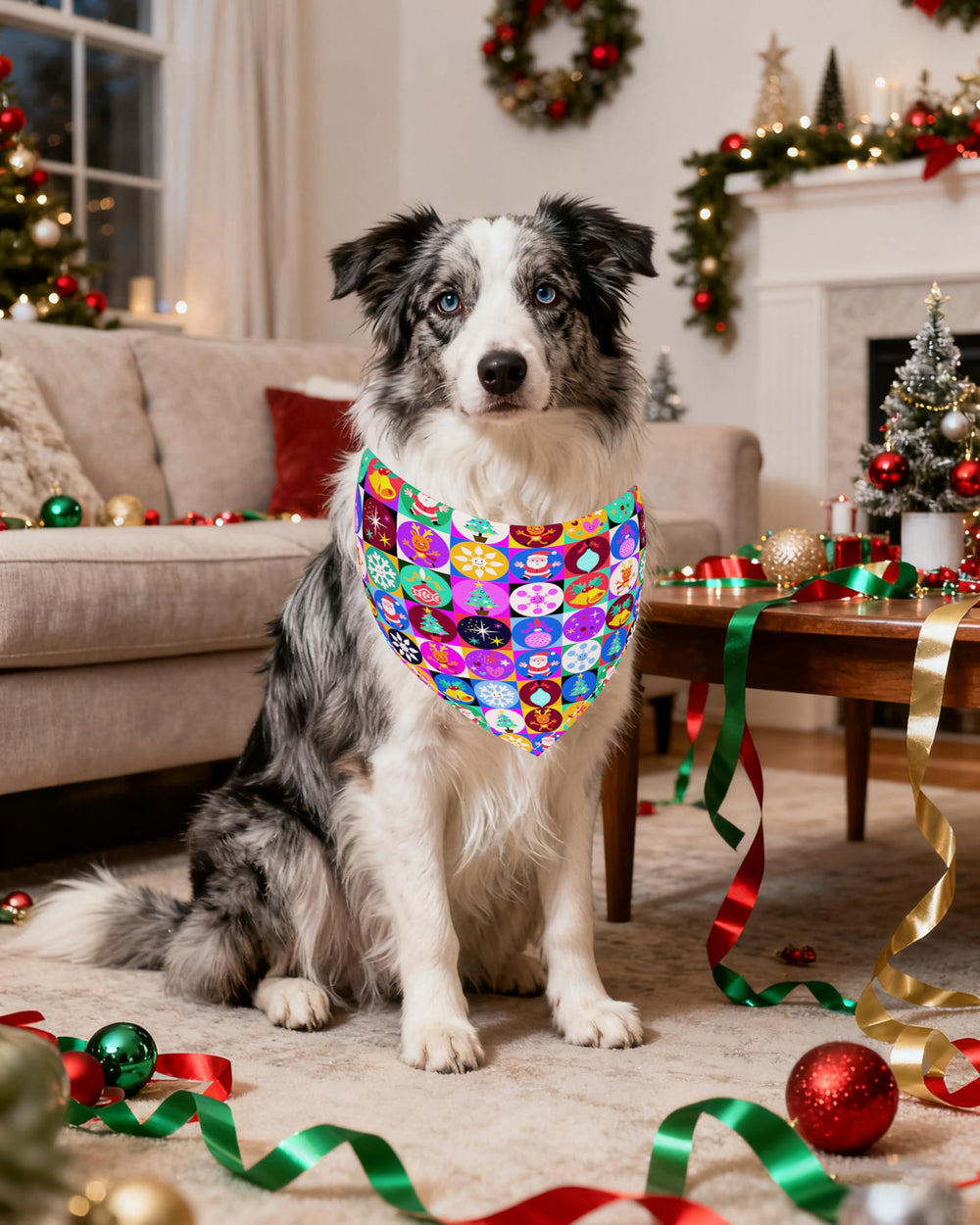 PET SHOW bandanas Noël avec motifs cadeaux, décoratif et adorable.