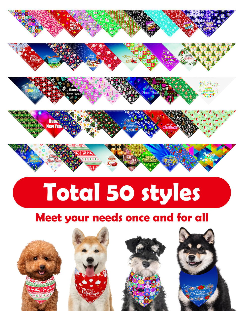 PET SHOW bandanas Nouvel An pour chien, motifs festifs, idéal pour les célébrations.