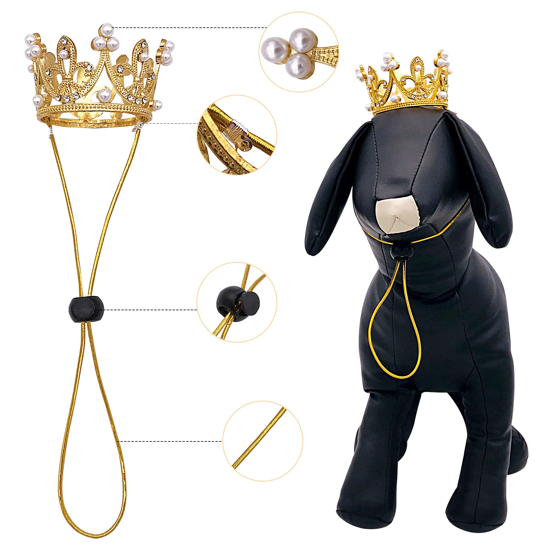 PET SHOW couronne chien moyen or, ajustement facile pour look chic.