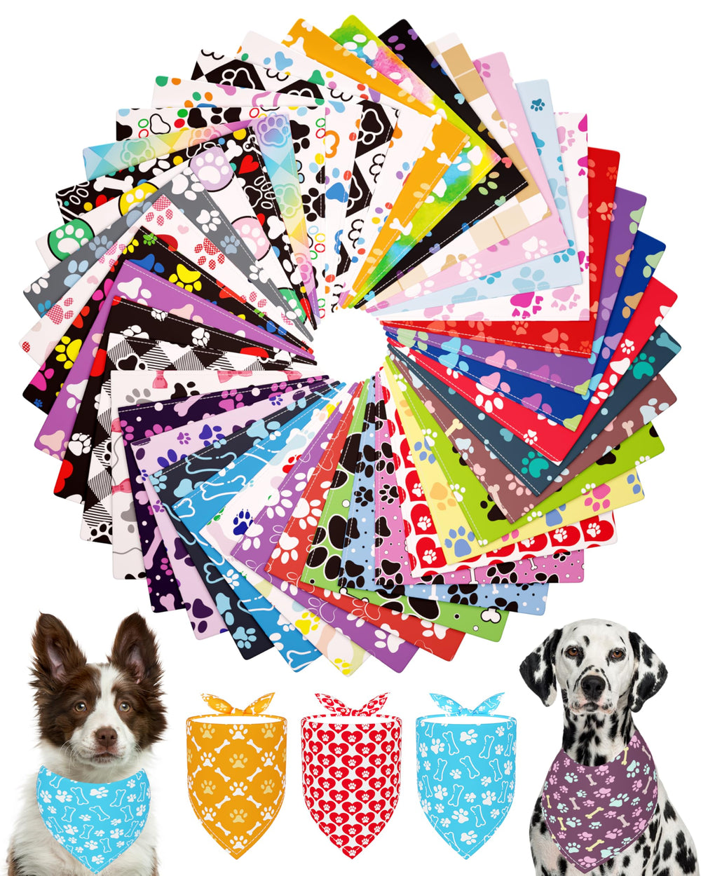 Bandanas PET SHOW ensemble 50 imprimé patte, allure chic pour les balades.