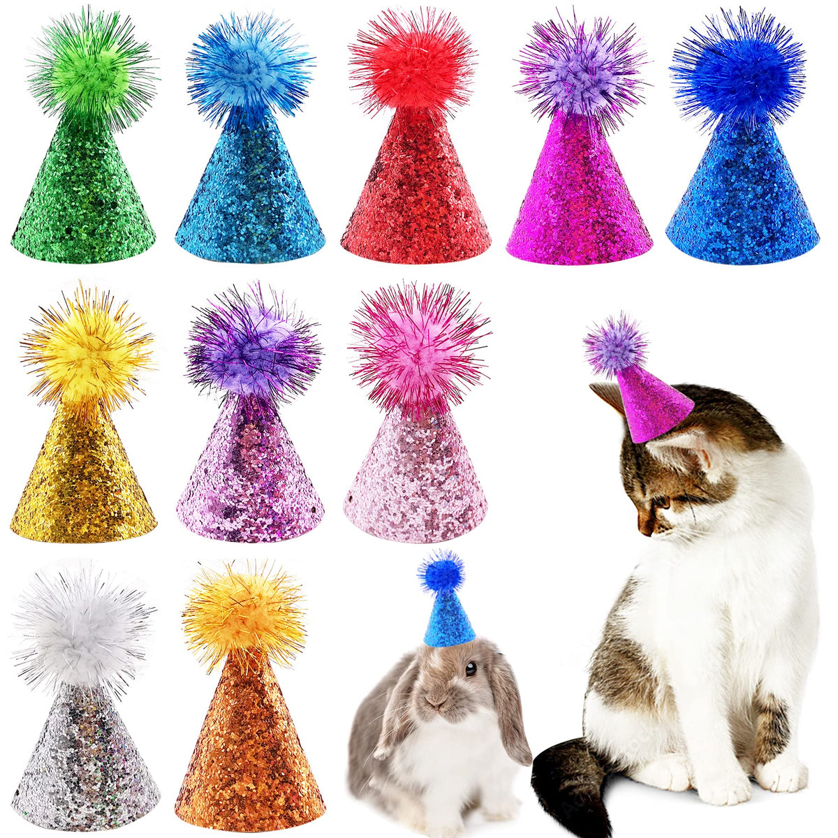 PET SHOW chapeau mini chat vert, parfait pour une séance photo festive