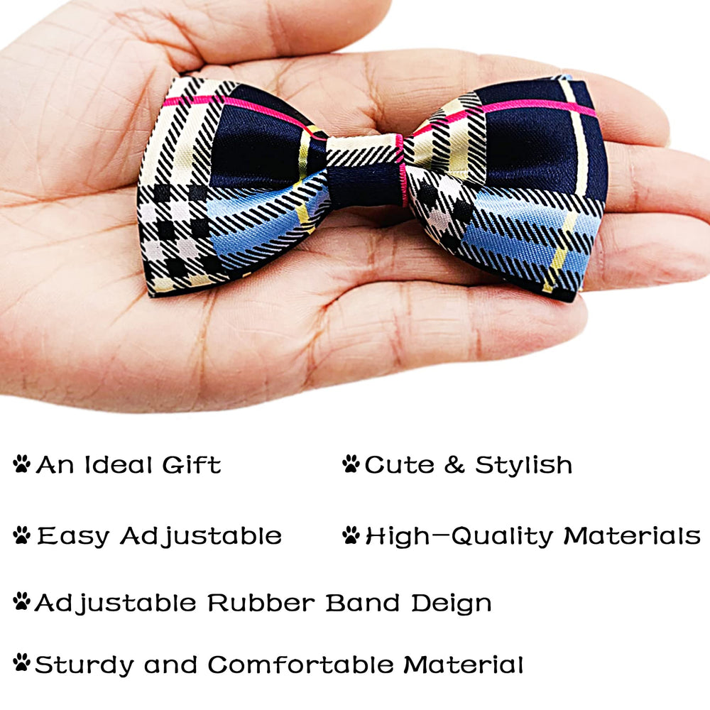 Noeud PET SHOW pour collier chat plaid noir, idéal au quotidien.