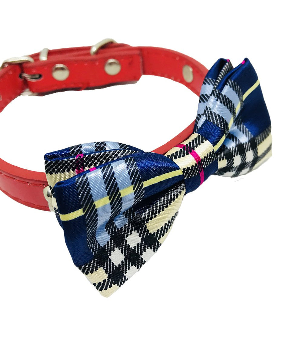 Noeud PET SHOW pour collier chat points blancs, parfait pour les fêtes.