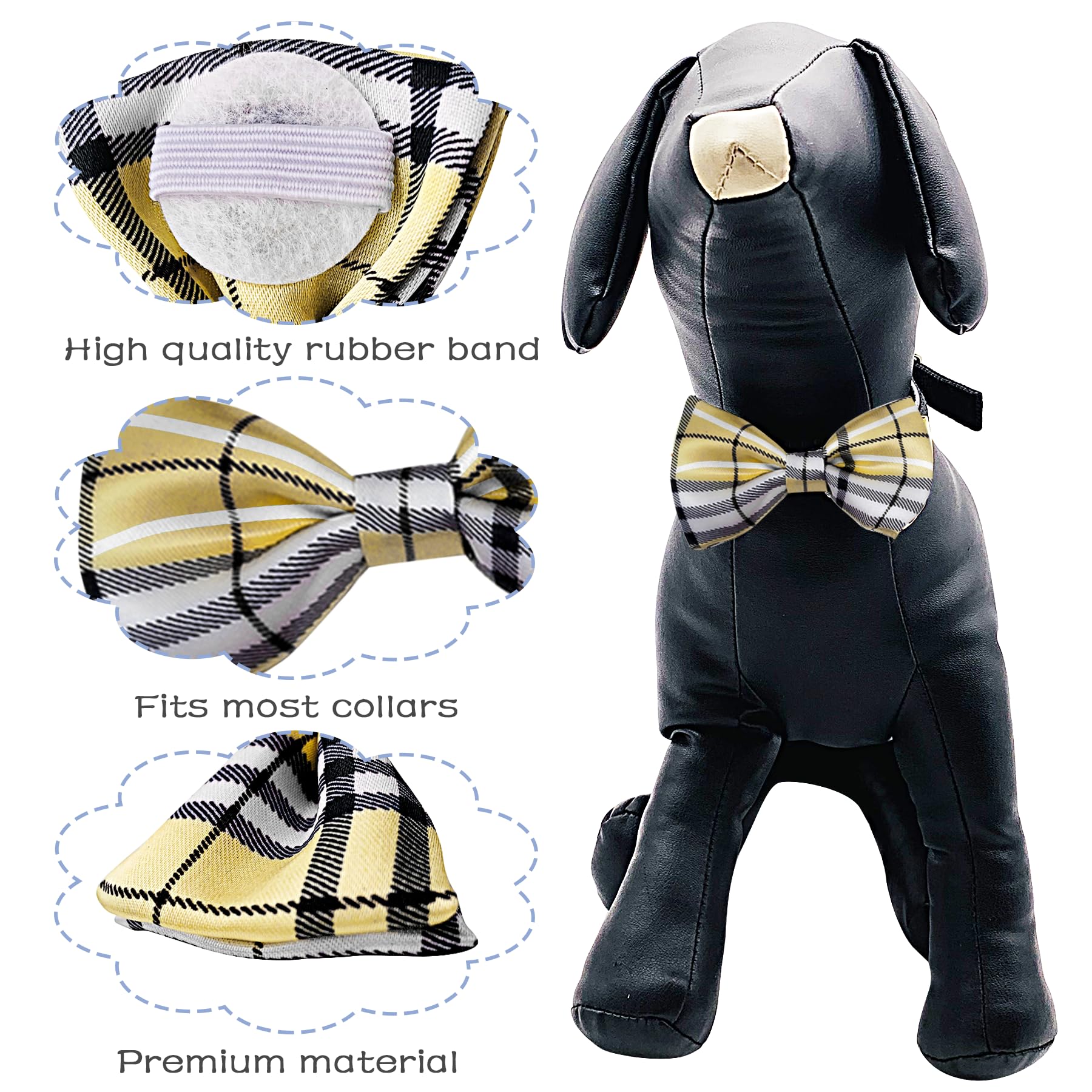 Noeud PET SHOW pour collier chien plaid bleu marine, touche élégante.