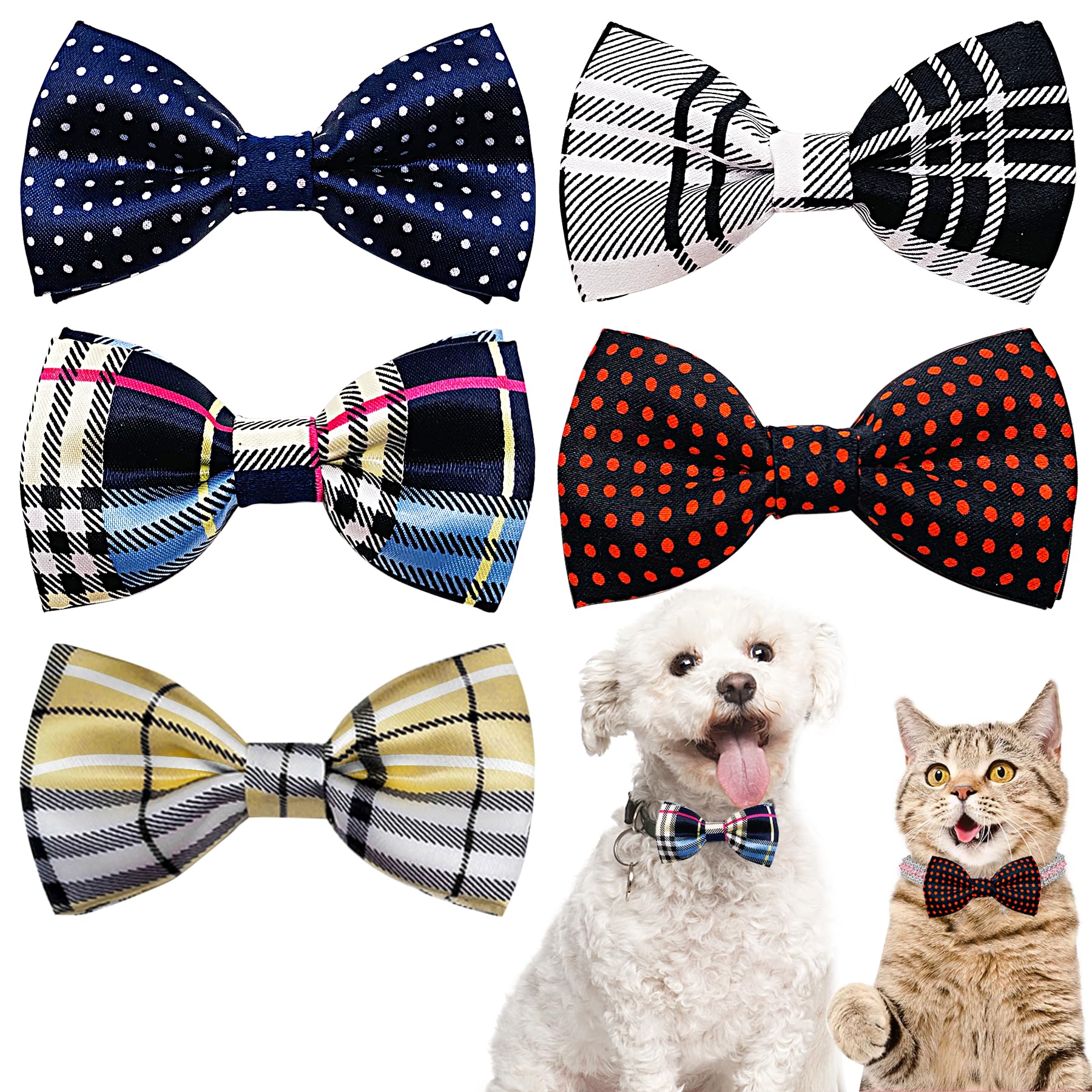 Noeud PET SHOW pour collier chien plaid rouge, allure chic lors des balades.