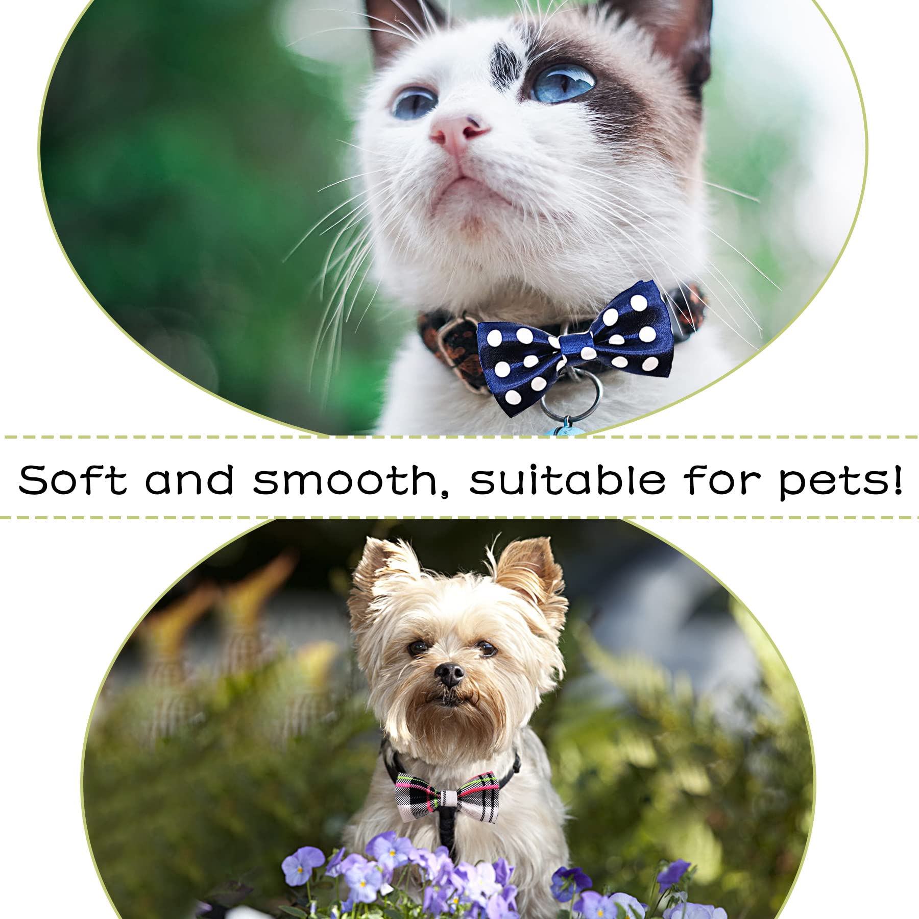 PET SHOW noeud-papillon blanc-plaid sur collier, contraste net.