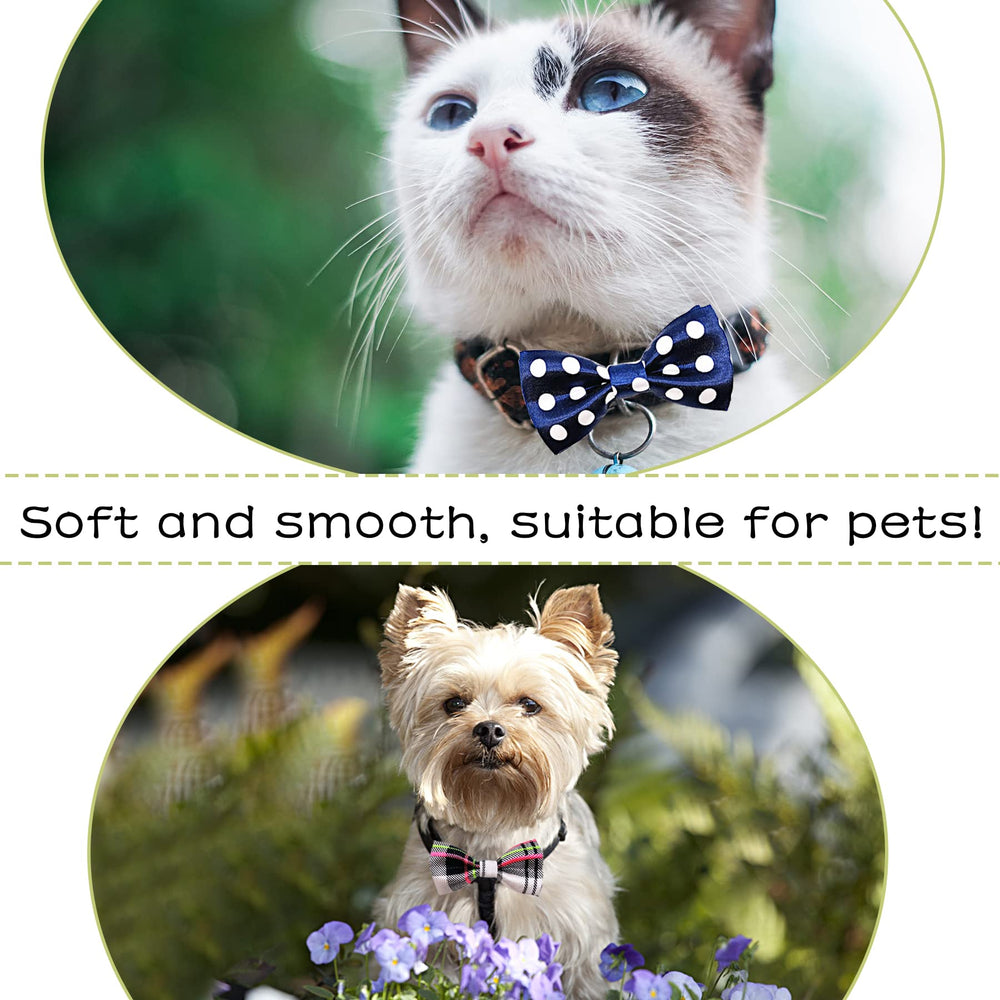 PET SHOW noeud-papillon blanc-plaid sur collier, contraste net.