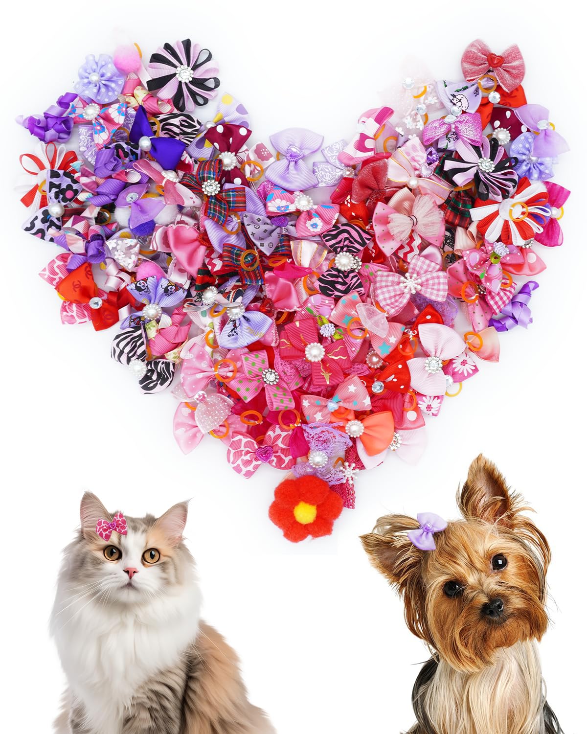 PET SHOW nœud-poil-chien-rose, accessoire mignon pour promenades et photos.