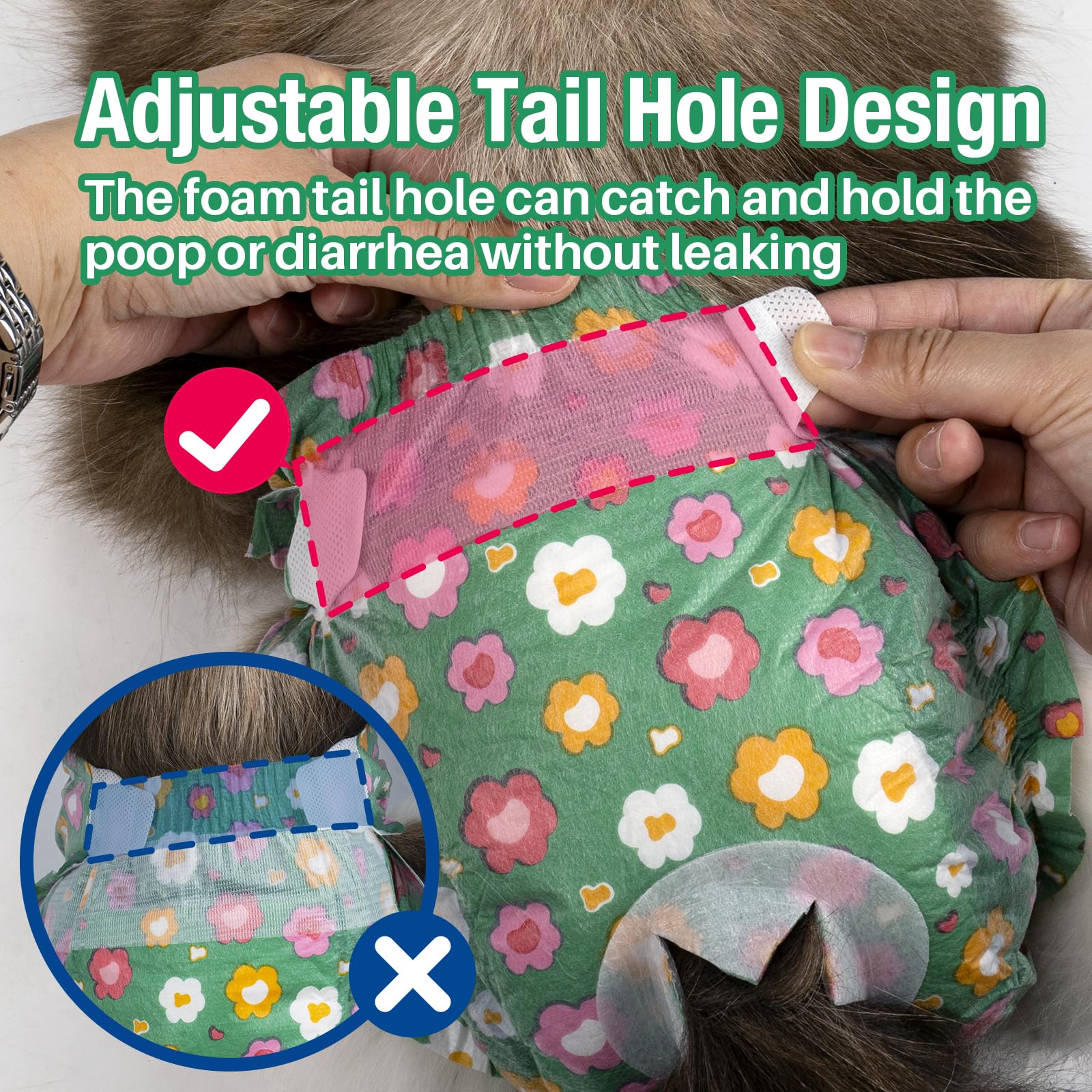 Pet Soft couches chat fleurs, absorption rapide pour éviter les fuites.