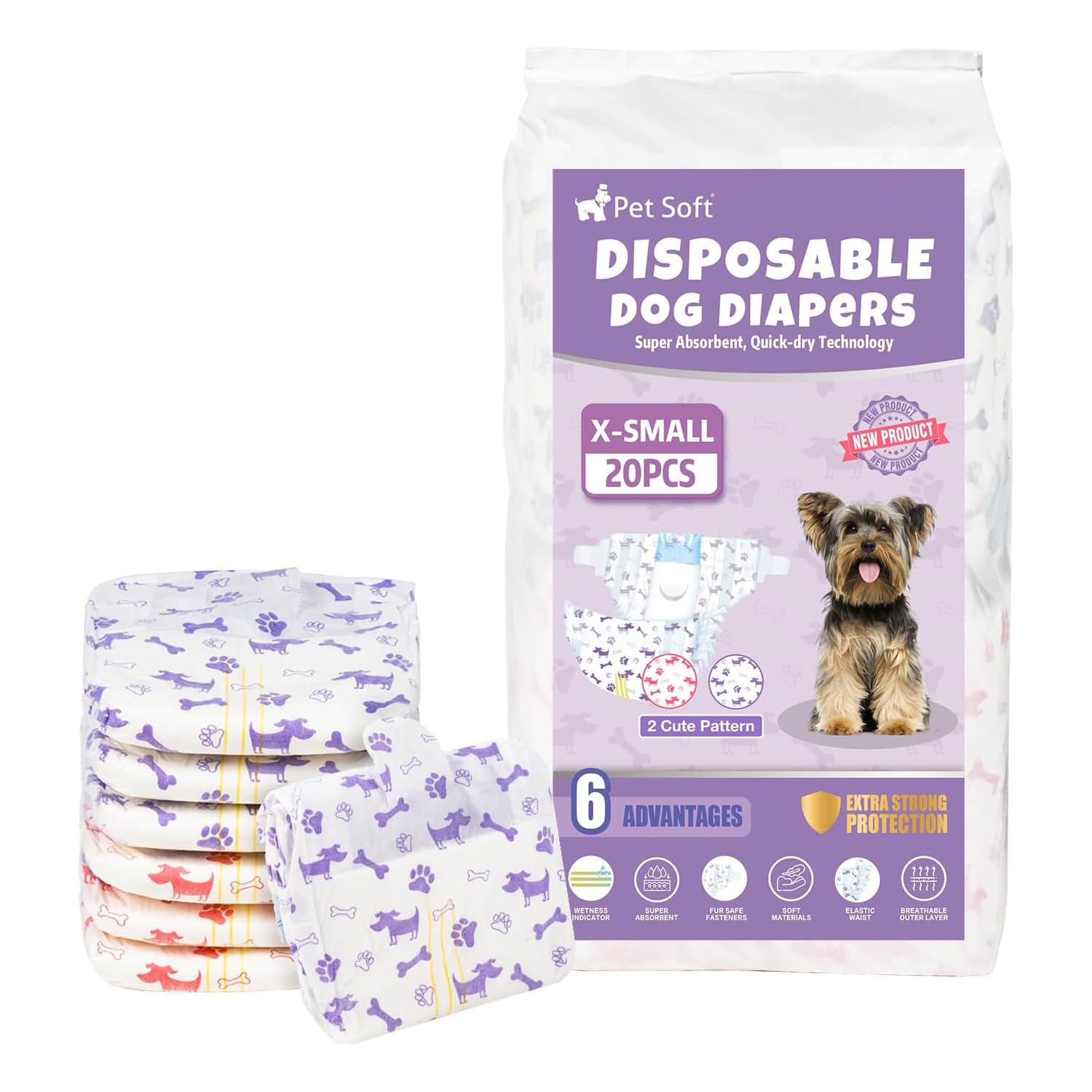 Pet Soft couches pour chienne femelle – emballage pratique prête à emporter