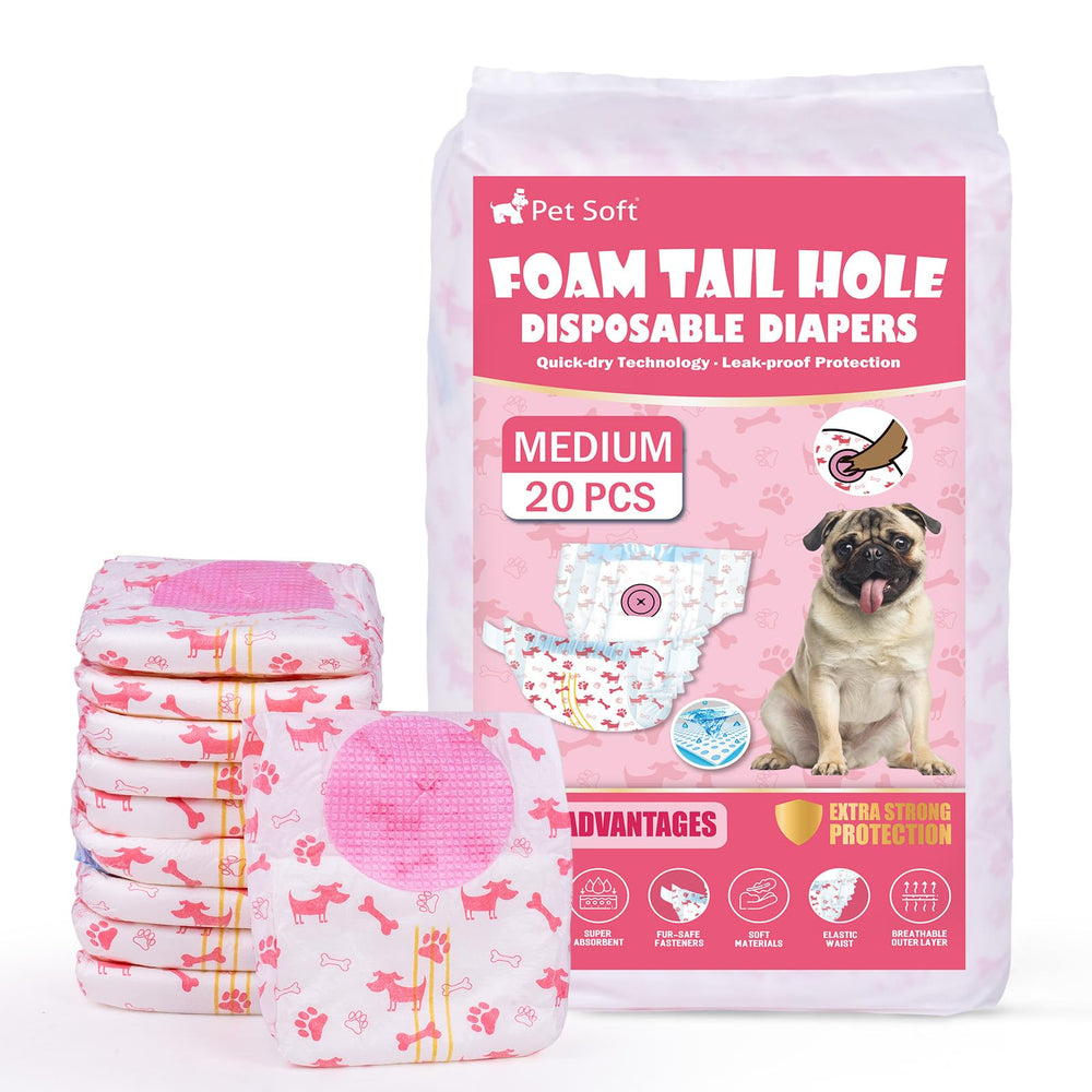 Couches jetables Pet Soft pour chien, taille M, ajustement confortable.